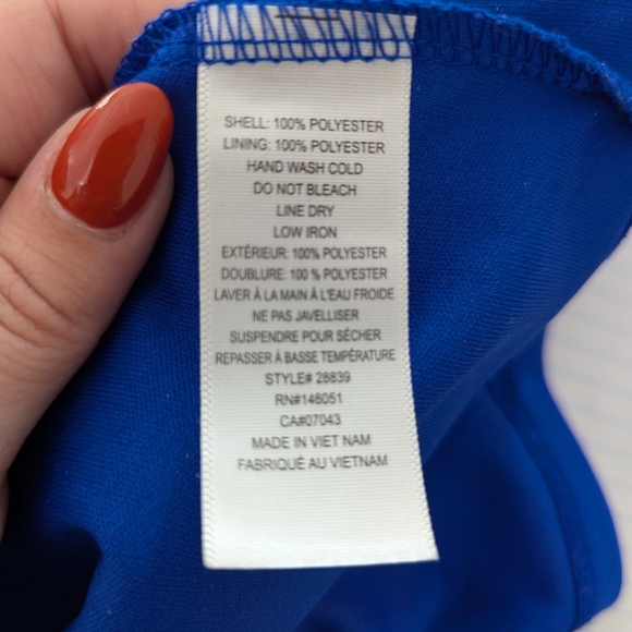 Monteau Los Angeles Royal Blue Chiffon Lined Blouse Size Large - Picture 4 of 8